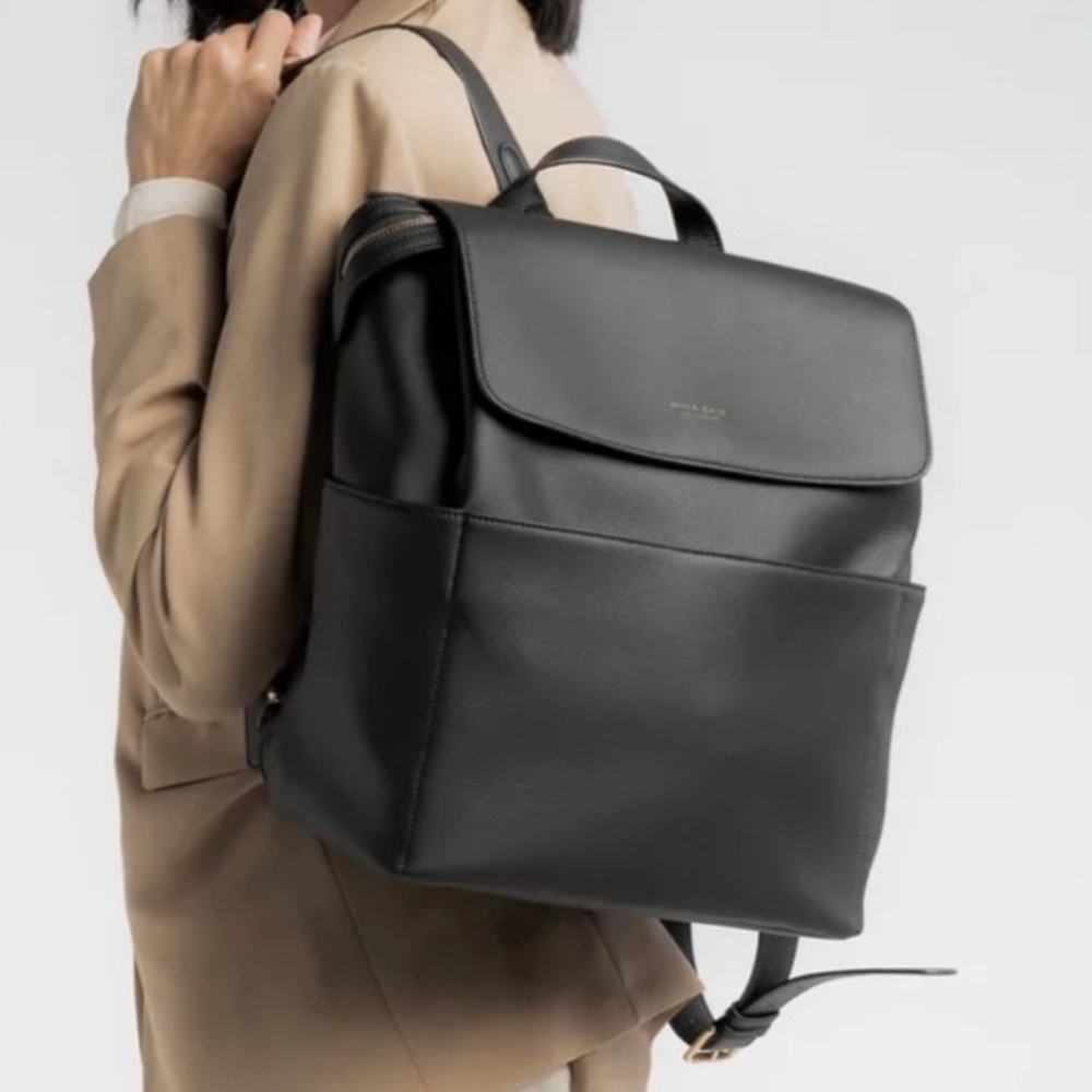 Mina Baie Kinney Leather Backpack Diaper Bag